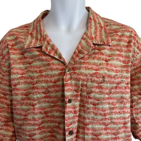 L.L. Bean Traditional Fit Button Up Shirt Size XL Red Tan - Picture 2 of 6